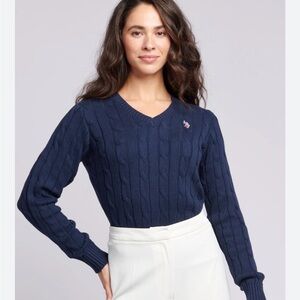 Lauren Ralph Lauren Dark Blue V-Neck Sweater